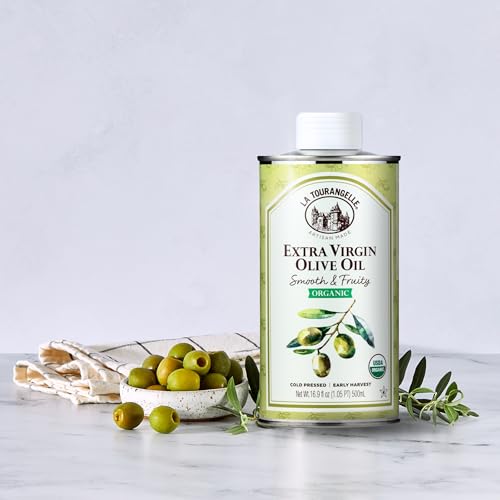 Image of La Tourangelle, Organic Extra Virgin Olive Oil, Cold-Pressed Early Harvest EVOO from Spain, Smooth & Fruity, 16.9 fl oz - Spanish with Polyphenols for Cooking, Drizzling, Marinades, and Dipping