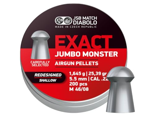 JSB Redesigned Exact Jumbo Monster Shallow Skirt .22 Cal, 25.39 Grains, Domed, 200ct