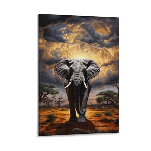 Affiche éléphant déco murale salon moderne et tableau impression sur toile chambre 30x45cm