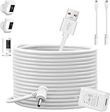 26FT Charge Cords with Quick 2A Power Adapter for Ring Camera Battery Indoor Outdoor Charging Cable for Ring Stick Up Cam Battery Spotlight Cam Pro Power Electronic Cable(White,1 Pack)