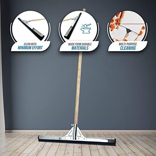22 Floor Squeegee with 120cm Squeegee Long Handle, Floor Wiper with 2-Layer Rubber Blade, Outdoor/Indoor Wet Room Floor Squeegee Heavy Duty, Ideal Squeegee Mop for Home