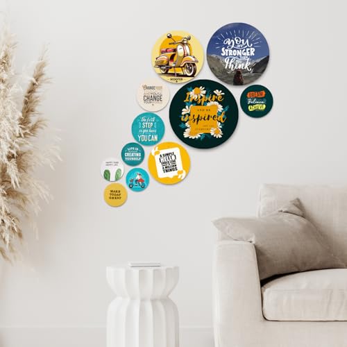 Image of RADIQORE Set of 11 Designer MDF Wooden Wall Hanging for Home Decoration | Office | Gift | Wall Decor Hanging Items | Wall Art | Living Room | Bedroom (QUOTES 1)
