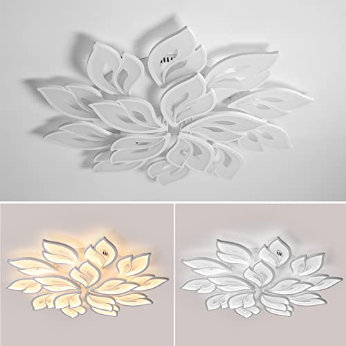 Jaymp Flower Shaped Ceiling Light Dimmable Modern Ceiling Lamp Remote Control Led Lighting Fixture For Bedroom Living Room Dining Room (White, 15 Petals) #TOP5