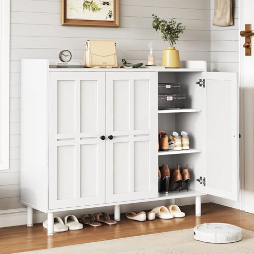 ONBRILL Shoe Cabinet with 3 Doors and Adjustable...