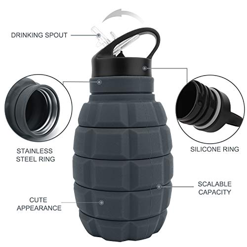 Image of Sports Water Bottle 19.6oz Leakproof Design Water Bottle, BPA Free Silicone Drinking Bottle for Teenager, Adult, Sports, Hiking, Gym, Fitness, Outdoor, Cycling, School & Office
