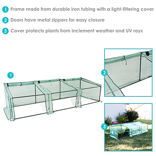 Sunnydaze Outdoor Portable Mini Cloche Greenhouse With 3 Zipper Doors And Slanted Top - Green #TOP3