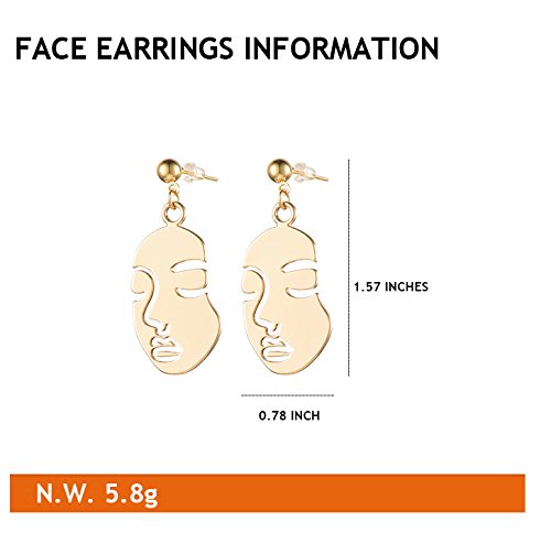 Face Abstract Gold Statement Earrings - Mookoo 3 Pair Vintage Hypoallergenic Dangle Stud For Girls Teens Women #TOP5