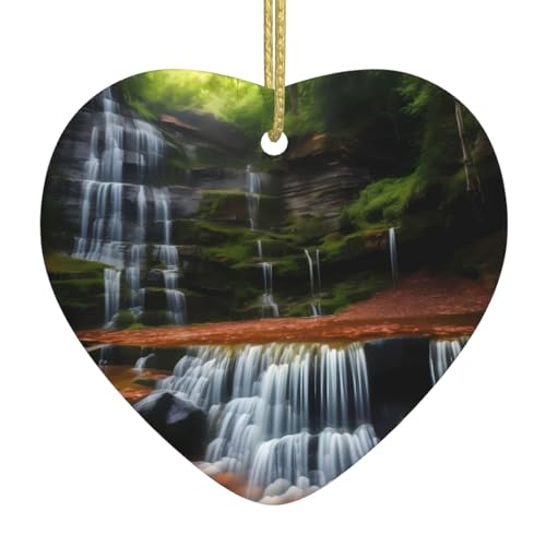 Waterfall View Patterned Heart-Shaped Ceramic Pendants Create a Warm Atmosphere