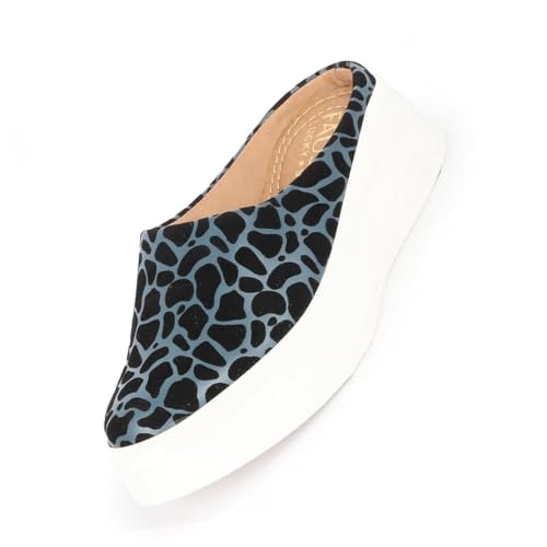 Image of FAUSTO Women's Fashion Outdoor Leopard Print Height Enhancer Open Back Slip On Casual Shoes