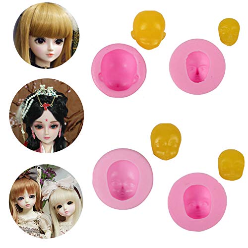 XLZSP 4 Stück Silikonformen mit Puppenkopf für Babygesicht, Seife, Fondant, Schokolade, Zucker, Basteln, Kuchendekoration, Backzubehör Cover