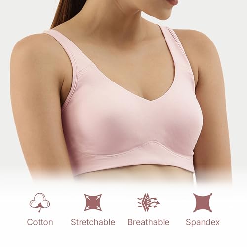 Image of Enamor Easy Slip-On and Back Keyhole Women's Cotton Everyday Beginner's Bra - Padded, Wirefree, Full Coverage - A106