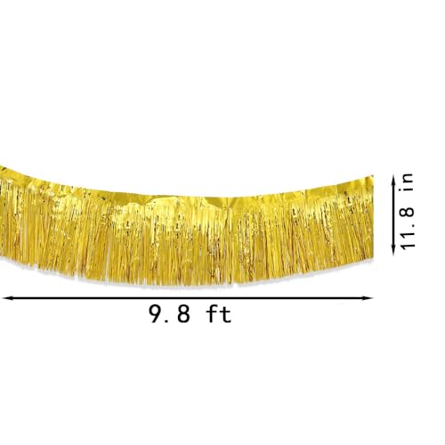 Image of Parade Float Decorations - Gold Fringe Banners & Garlands, 11.8 in x 9.8 ft, 4 Pack