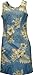 Short Tank - Women's Plumeria Hibiscus Feather Fern Hawaiian Aloha Poplin Cotton Dress in Blue - XXL