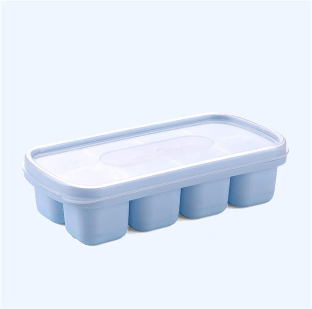 Ice Cube Household Homemade Ice Cube Storage Box Ice Maker Food-Grade Quick- Ice Box with Lid (Peach Powder 13.5 * 3.5cm) (Ice Blue 13.5 * 3.5cm)