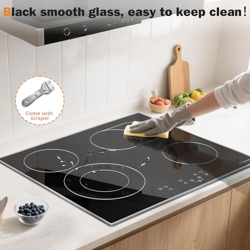Image of Noxton 24 Inch Electric Cooktop with Glass Protecting the Metal Frame