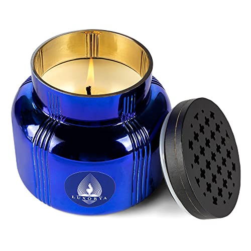 Luxorya Natural Soy Wax Candles In 24 Oz Glass Jar With Dual-Purpose Lid And Oil Dropper, Rich Aroma With 80 Hours Of Burn Time, Gift For Men And Women With Orange, Grapefruit And Orchid Fragrance #TOP1