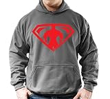 Monsta Clothing Co. Men's Bodybuilding (Muscle Symbol) Gym Hoodie (G:GY-A:RD)