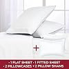 Mellanni Bed Sheet Set + 2 Pillow Shams Bundle&Save - Hotel Luxury Bedding Sheets & Pillowcases - Bundle Includes: 4pcs Bed Sheet Set and 2 Pillow Shams with 2 Flange (Full/Standard, White)