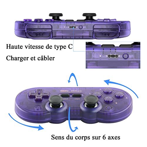 Manette de Jeu Bluetooth 8BitDo SN30 Pro pour PC Windows Android et Switch - 4
