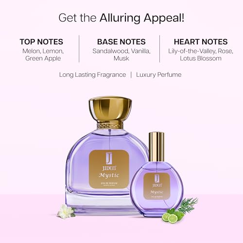 Image of JIDEN Luxury Mystic Eau De Parfum For Women, Floral & Woody Long Lasting Perfume For Women with Lily of the Valley, Rose & Lotus Heart Notes - 100 ml | Gift For GF Special Love | Gift For Her