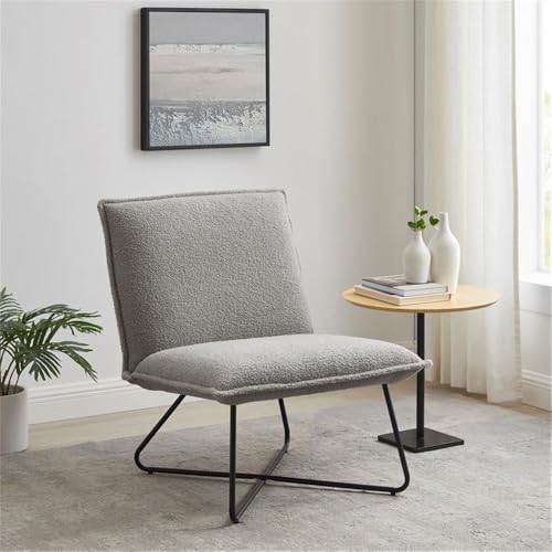 Sillón estilo moderno gris con estructura metálica miniatura 2