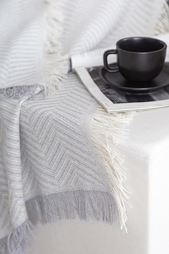 Todocama - Colcha Multiusos Sofa, Manta Foulard, Plaid para Cama, Cubresofa Cubrecama, Jarapas, Fabricado en España, Espiga. (180x260cm, Gris Claro). - imagen 4