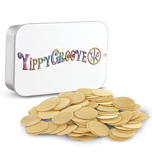 YippyGroove Pipe Filter with Tin - Pipe Screen Made in USA Premium Quality Brass for Aeration- 50 Count 3/4 Inch (1.9 cm) In Limited Edition YippyGroove Tin (50)