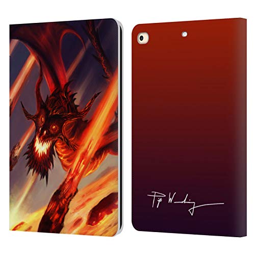 Étui portefeuille dragons de feu en cuir pour iPad 9.7