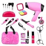 Facilité d'utilisation: Donnez votre petite diva dans le jeu imaginatif avec notre kit de maquillage de simulation. Il dispose d'un sèche-cheveux, de plusieurs styles de fer à boucles, de 2 paires de ciseaux, d'un miroir et d'un sac de rangement pour un nettoyage facile; Fonctionne facilement avec l'accessoire de peigne inclus.