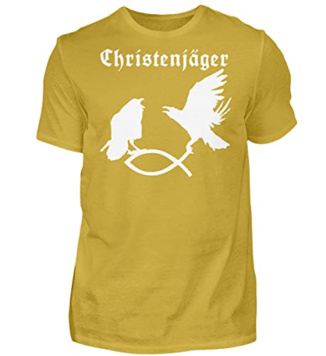 T-Shirt Hugin et Munin Odin's Raben Homme Jaune Taille L Coutures Renforcées