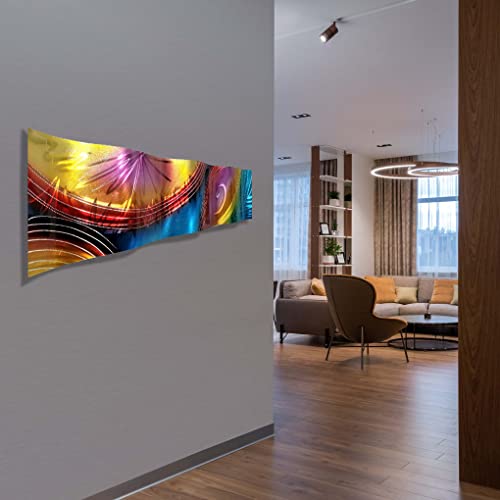 Statements2000 Multicolor Contemporary Metal Wall Art Sculpture, Abstract Wall Decor By Jon Allen Metal Art, Accumbent Wave, 46" X 10" #TOP1