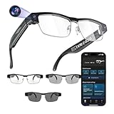 AI brille mit kamera Blaulichtfilter, 1200P HD-Auflösung Bluetooth Smart Glasses Sprachübersetzung ki Brille mit Kamera Videoaufnahme Musikwiedergabe AI Intelligente Erkennung fur Arbeiten Reisen