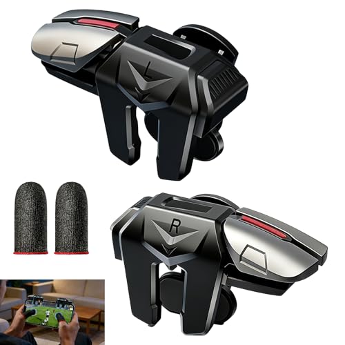 Quonex Trigger Gatillos Botones, Gatillos para Móvil 6 Dedos Joystick Gamepad para Teléfono, Controlador Disparadores L1 R1 para Juegos FPS Compatible con Android e iOS, PUBG Call of Duty Free Fire