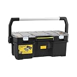 STANLEY Toolbox Tote with Portable Organiser for Tools and Small Parts, Heavy Duty Metal Latch, Removable Dividers, 24 inch, 1-97-514
