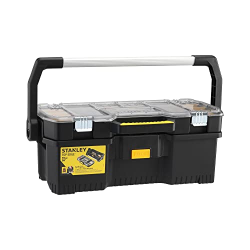 Stanley Werkzeugtrage 2-in-1 Set (67 x 32 x 25 cm, mit Organizeraufsatz, beide Einheiten getrennt verwendbar, robuste Metallschließen, stabiles Structural Foam Desgin) 1-97-514