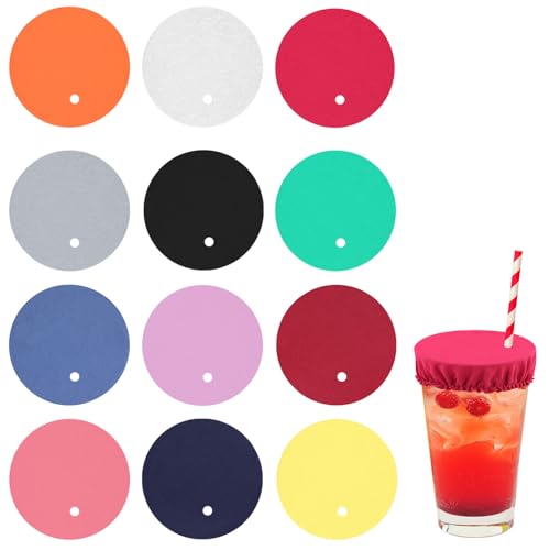12pcs Drinking Lids, Women's Drink Protectors with Straw Holes Dust-Proof Reusable Drink Lids Cover Cup Can Mug Accessories Supplies Parts Alcohol Protection for Women Nightclubs Party (Mixed Colors)