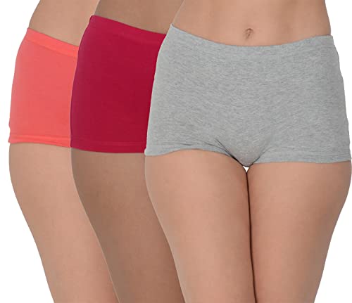 Image of EVA & JOY Women's Cotton Solid Mid-Rise Boyshort Panty
