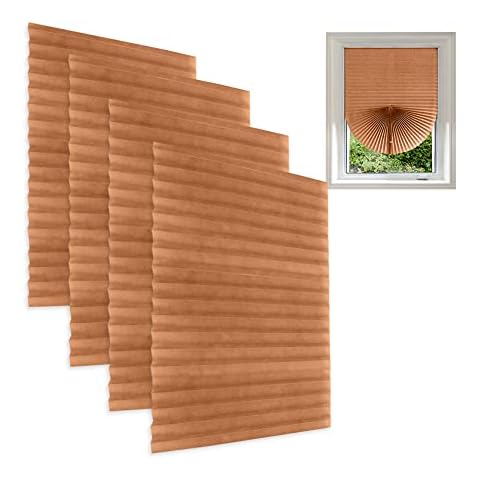 4 Pack Vertical Pleated Blackout Blinds Self-Adhesive Instant Temporary Privacy Blinds Roller No Drilling Window Shades for Bedroom Kitchen Bathroom Office Cover