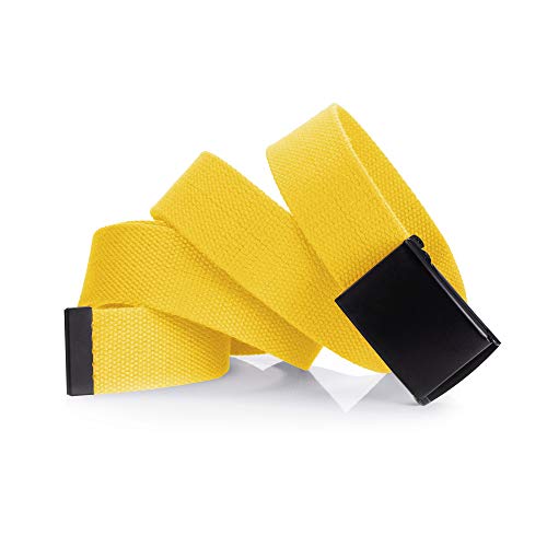 Image of Mile High Life Cut To Fit Canvas Web Belt Size Up to 52 inch with Flip-Top Solid Black Military Buckle