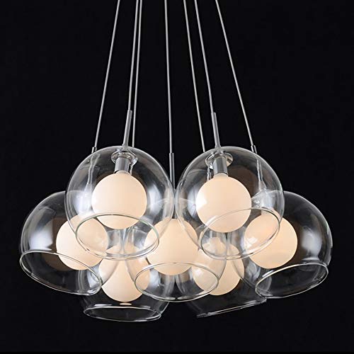 Lustre à boules à bulles en verre soufflé à lumière chaude cocooning