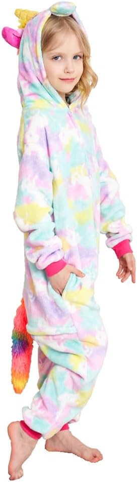 Kids Unicorn Onesie Animal Pajamas Halloween Cosplay Costume Sleepwear Gift for Girls and Boys.
