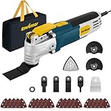 Enventor Oscillating Multi Tools, 300W 15000-22000 OPM Electric Corded Multi Tool, 6-Variable Speed, 3°Oscillation Angle, Quick-fit Blade Design, 28pcs Accessories for Cutting, Sanding, Scraping, Blue