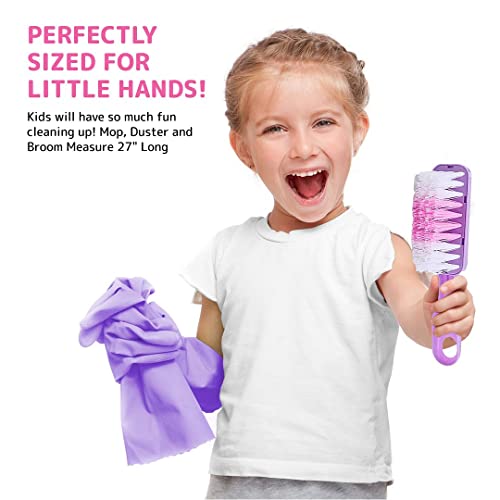 Top Right Toys Kids Cleaning Set For Toddlers Pretend Play Broom Set With 28" Adjustable Extra Tall Broom, Mop, And Squeegee With 10 Accessories Pretend Playset #TOP2