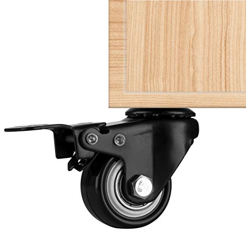 Image of 1.5 Inch Swivel Caster Wheels Set of 4, YEEMIGO Locking Casters Heavy Duty Total Capacity 330lbs, Metric M8x25mm Threaded Stem PU Casters with Brake, Castors for Hardwood Floor Carpet