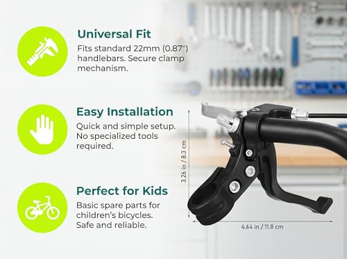 Kids Bike Brake Levers - Universal 22mm Bicycle Brake Handle Children for Mountain Bike Cycling BMX Short Reach Ergonomic Grip Spare for Small Hands Anti-Rust Composite Replacement Parts (Black,Pair)