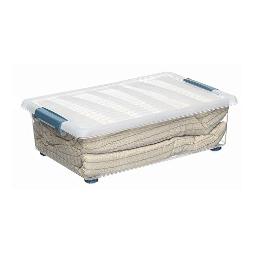 Domo Pack Living Scatola Katla Trasparente 28 L Con Ruote E Manici Ergonomici, 59 X 39 X 18,5 Cm, Marca