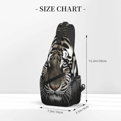Mochila Pequeña Cruzada para Senderismo Negra con Tigre miniatura 3