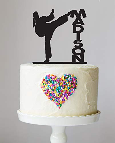 Karate Cake Topper With Keepsake Base, Karate Decor, Cake Topper, Female Martial Arts, Cake Toppers, Acrylic, Birthday Party, Cake Decoration, Cupcake #TOP24