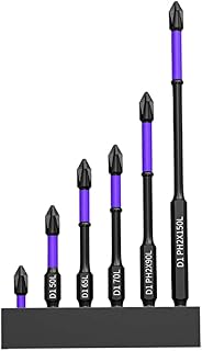 Magnetic Screwdriver Bits Set, D1 Anti-Slip and Shock-Proof Bits with Phillips Screwdriver Bits, Strong Magnetic Bit PH2 Long Impact Driver Bits Screwdriver For Power Screwdriver Impact Drill (Purple)