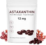 Astaxanthin 12mg Softgels – Natural Antioxidant Supplement from Microalgae – Non-GMO, Gluten-Free, Easy-to-Swallow Formula, No Artificial Additives – 120 Softgels